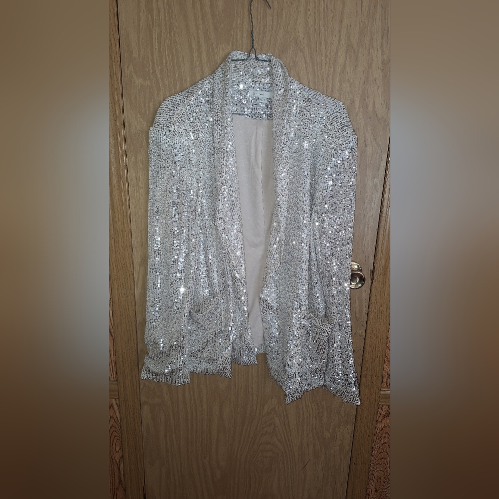 Silver Sequin Blazer - Cato Brand. XL.